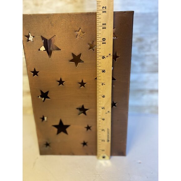 Rustic Stars Metal Lantern Luminary For 12” Tall Fits 3” Diameter Pillar Candle - Picture 9 of 14